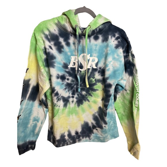 By Samii Ryan Blue and Green Tie‎ Dye Hoodie "Growth Comes From Within" Size S - Picture 1 of 7
